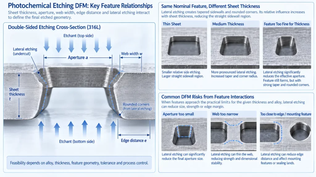 Photo-etched_mesh_DFM_relationship_between_sheet_thickness_aperture_web_width_and_side_etching
