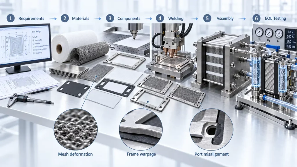 Alkaline_electrolyzer_manufacturing_process_from_incoming_materials_to_stack_testing