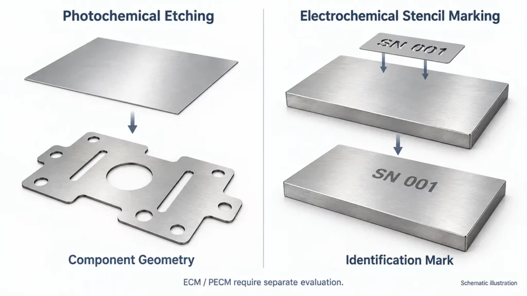 Photochemical_etching_for_metal_parts_compared_with_electrochemical_stencil_marking