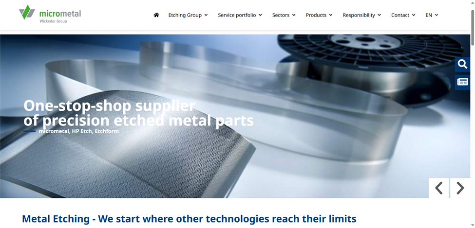 7 Best Chemical Etching Services Companies in 2025 4 Micrometal website