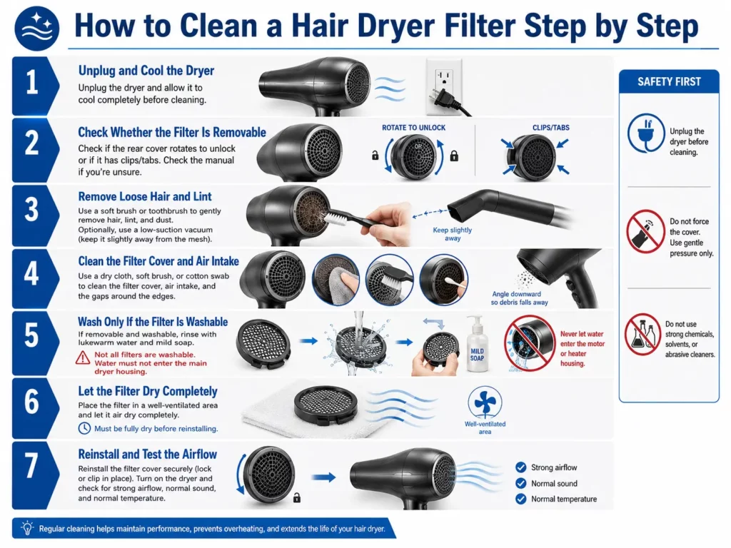 How to Clean a Hair Dryer Filter Step by Step