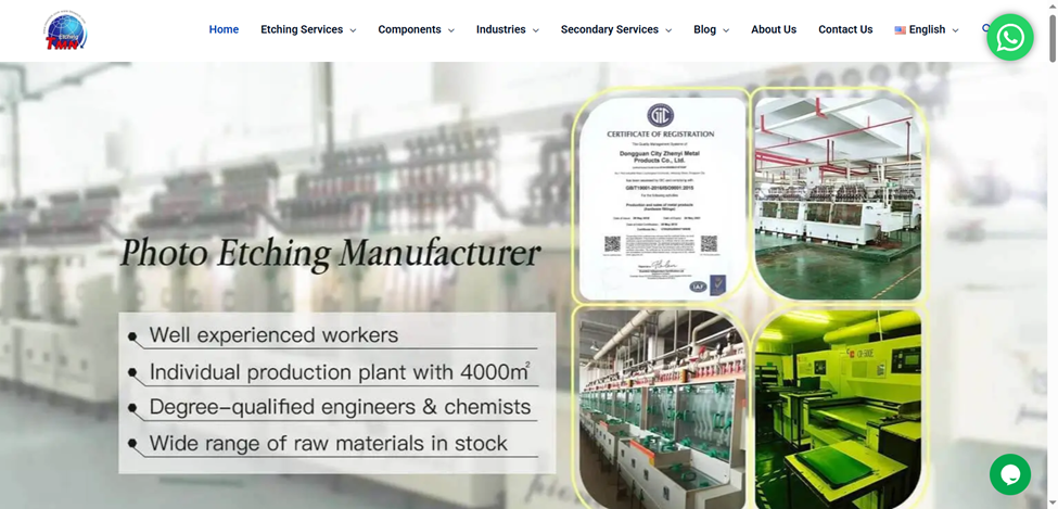 TMNetch Chemical Etching Services company website