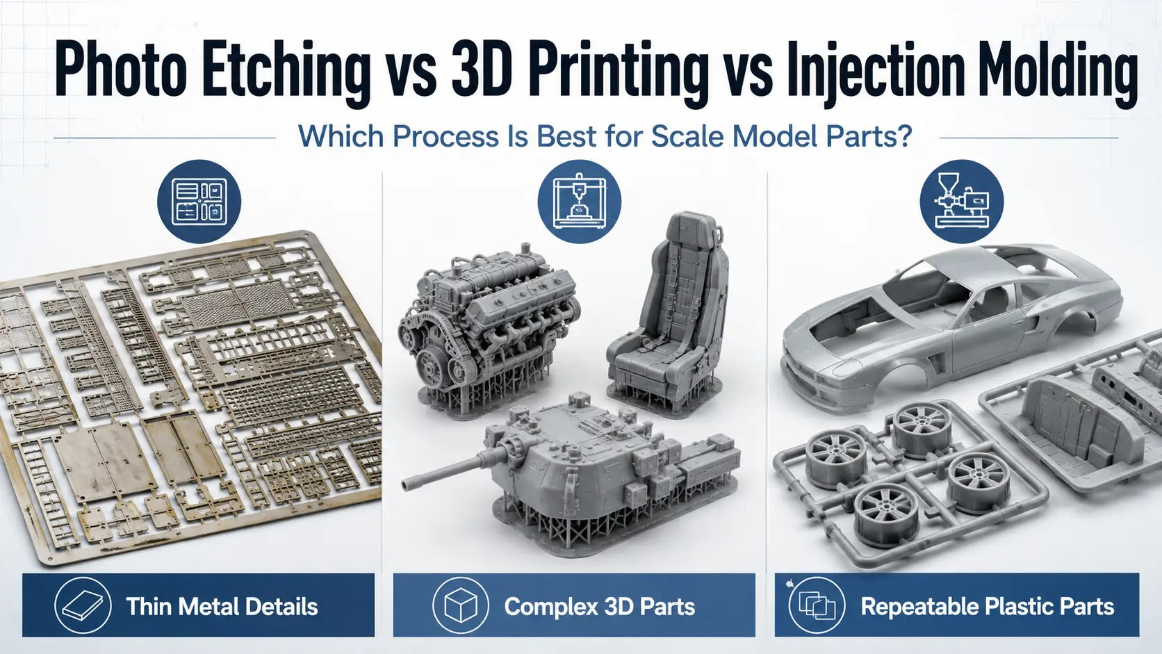 Photo-Etched vs 3D-Printed vs Injection-Molded Model Parts Which Is Better