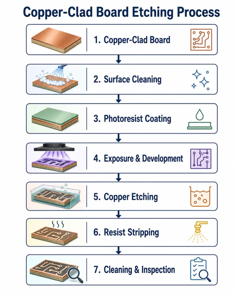 copper-clad board etching process