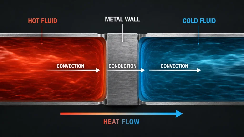 Convection_and_conduction_heat-transfer_path_through_a_heat_exchanger_wall