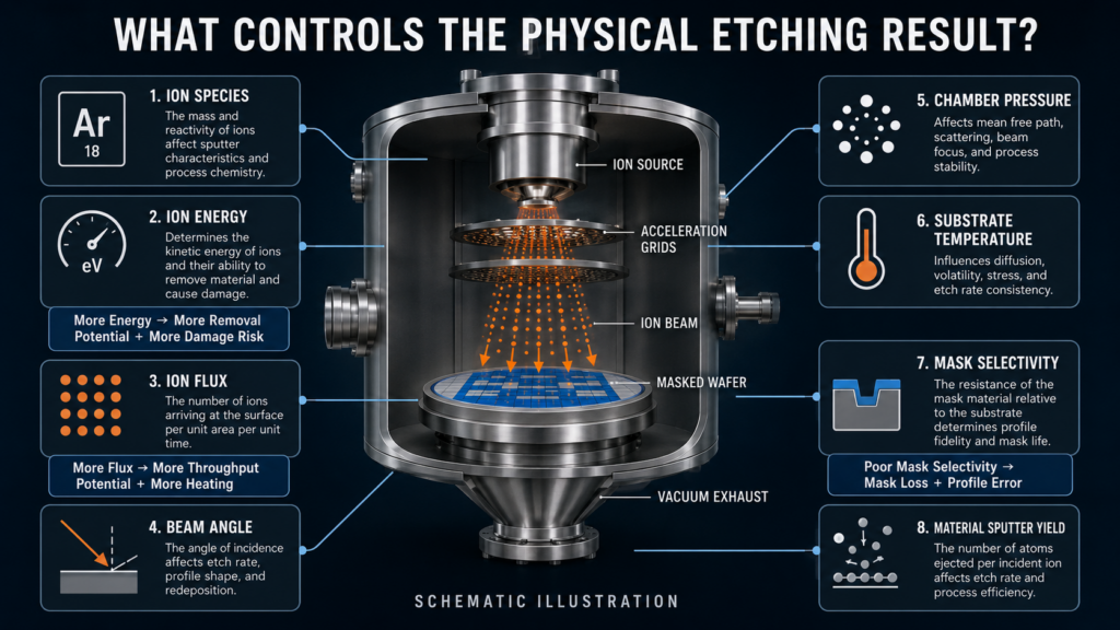 what controls the physical etching result.
