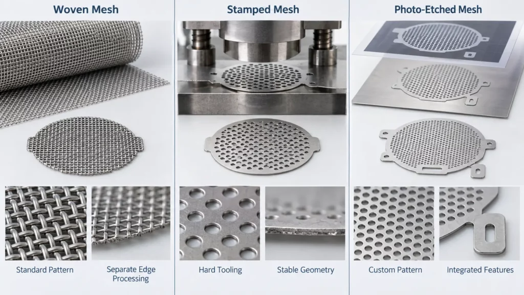 Comparison_of_woven_stamped_and_photo-etched_metal_mesh_manufacturing_for_smoke_detectors