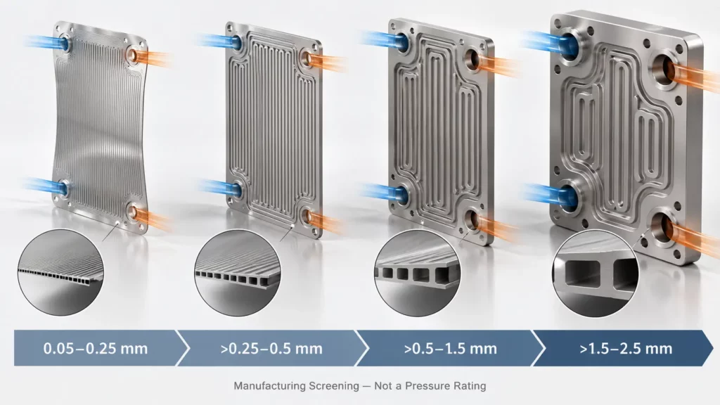 DFM_screening_ranges_for_etched_heat_exchanger_plates_from_thin_foil_to_thick_plate