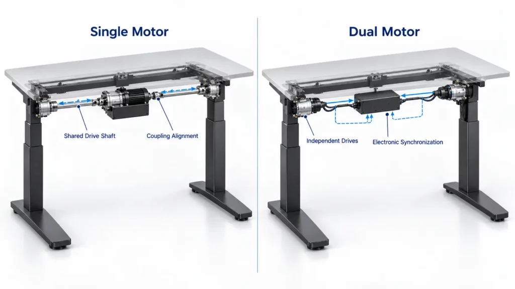 Single_motor_and_dual_motor_standing_desk_drive_system_comparison