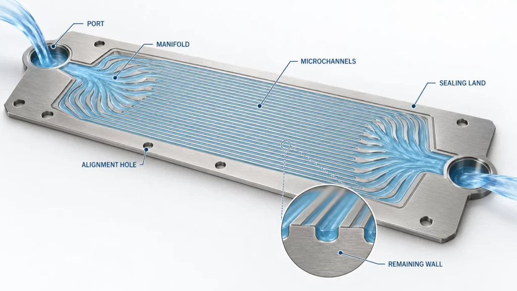 Structure_of_an_etched_heat_exchanger_plate_with_channels_manifolds_and_sealing_lands
